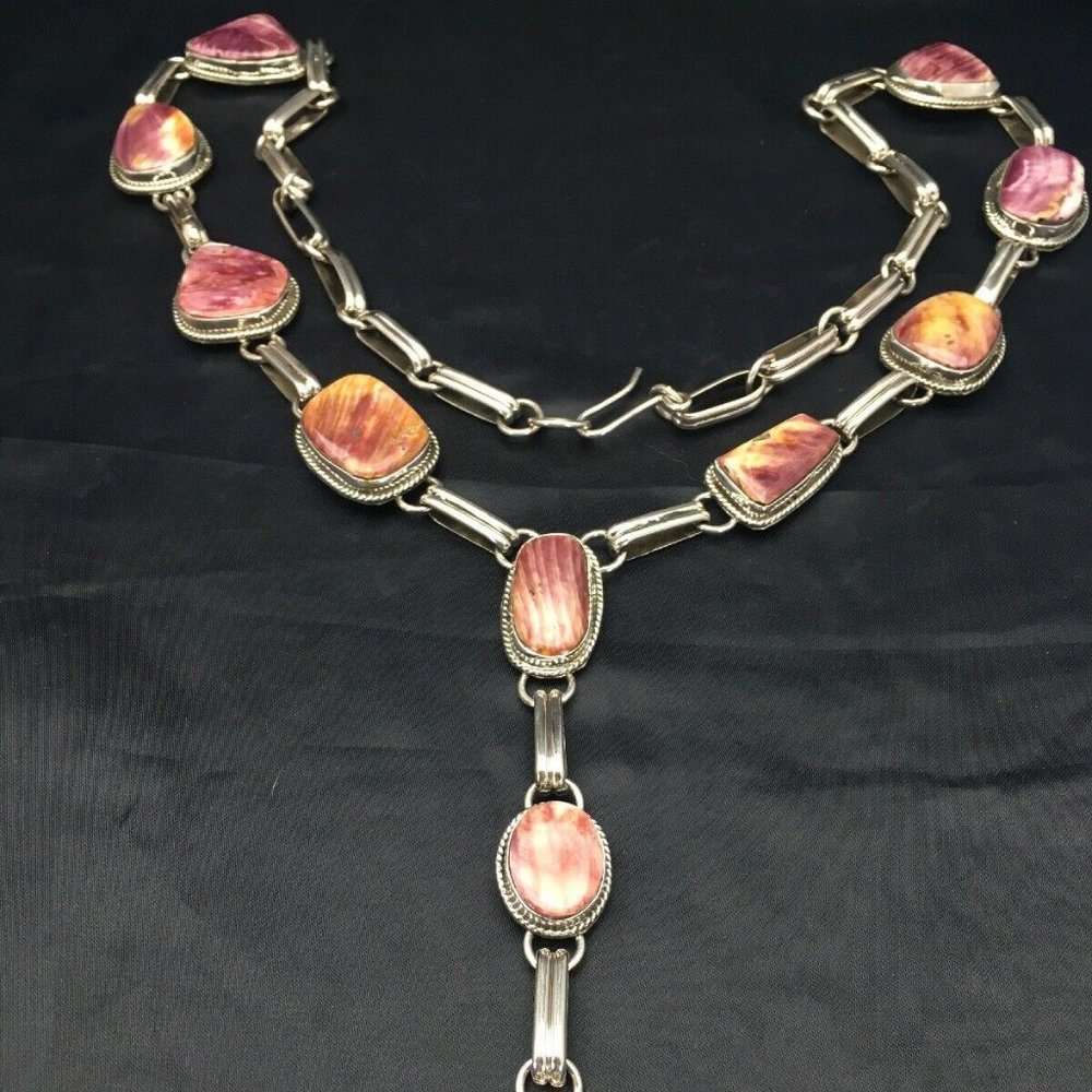 Native American Spiny Oyster Lariat Necklace 02793